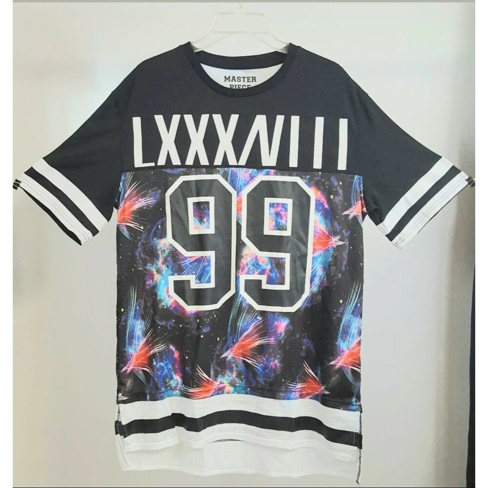 Master Piece Mens L Sports Jersey LXXX/VIII 99 Blue Red T-Shirt Short Sleeve